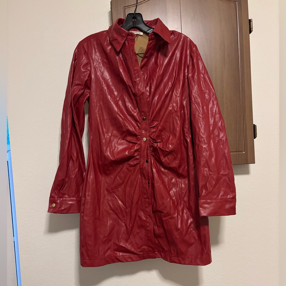 Red Faux Leather Dress/Jacket
